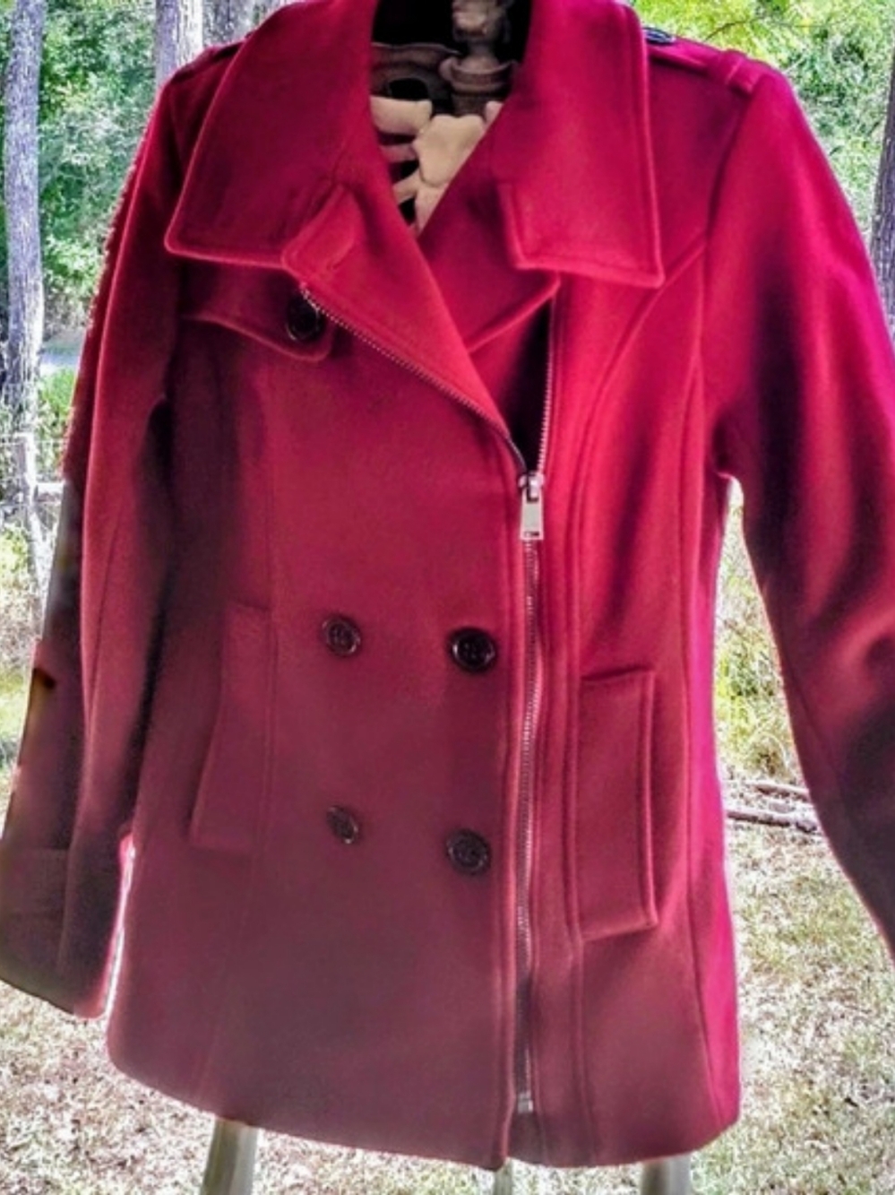 Marc New York Andrew Marc Wool Cashmere Pea Coat in Red Size 4